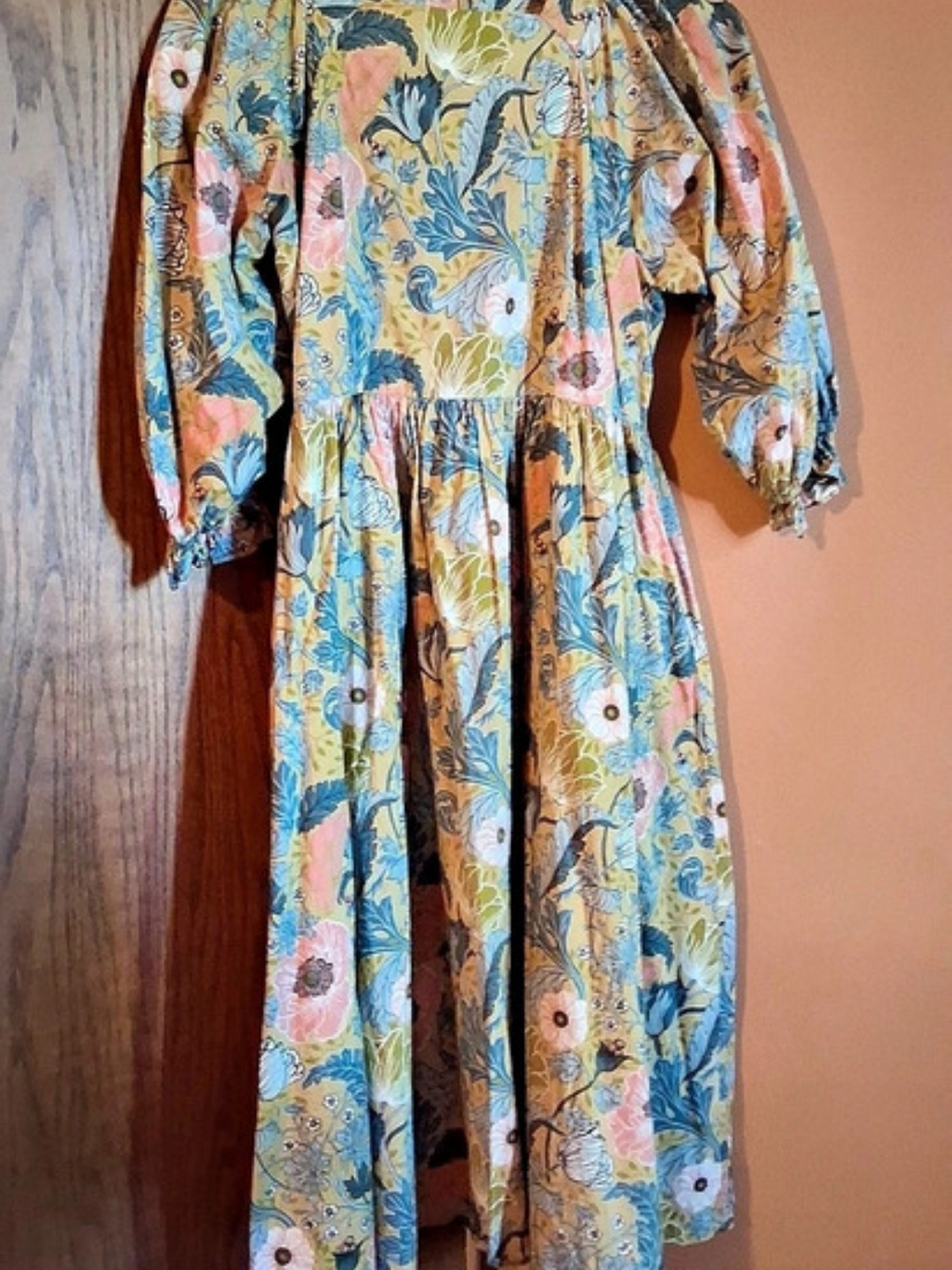 Dainty Jewells Hues of the Horizon Dress Floral Midi Dress Blue & Yellow Medium